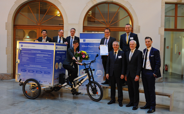 Das Projekt gewann 2018 zu den Siegern des Bundeswettbewerbs „Nachhaltige urbane Logistik“, Bildrechte: TH Nürnberg GSO. Das Projekt gewann 2018 zu den Siegern des Bundeswettbewerbs „Nachhaltige urbane Logistik“, Bildrechte: TH Nürnberg GSO.
