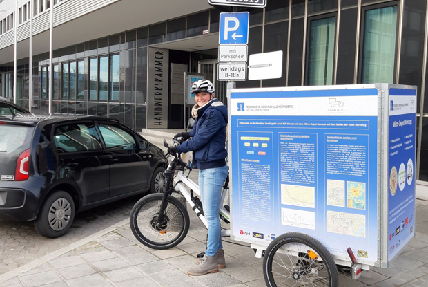 Das Lastenrad spart Raum, Emissionen und ist flexibel. Die TH Nürnberg untersucht deshalb weitere Nutzungspotentiale für die Radlogistik, Bildrechte: TH Nürnberg GSO / Cailliau.